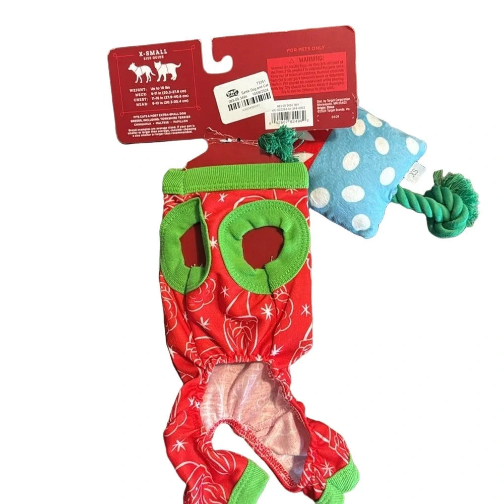Wonder Shop Pet Holiday Pajamas & Toy Set XS Fits Up To 10LBS